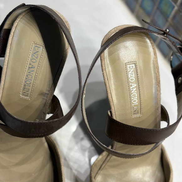 Enzo Angiolini leather suede heels with leather straps around ankle in size 10 - Picture 4 of 7